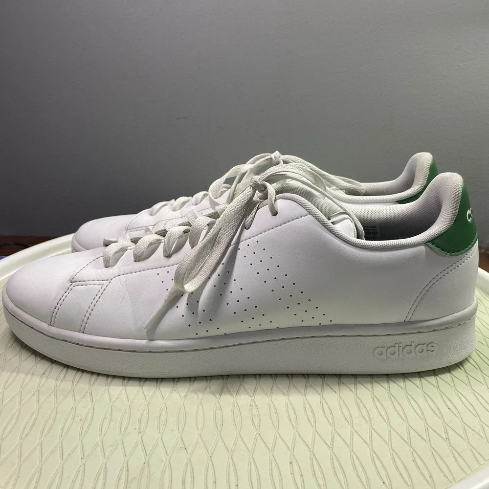 Adidas Men's Advantage Sneaker Tennis Shoe, Footwear White/Green, US 13 UK 12.5‎
